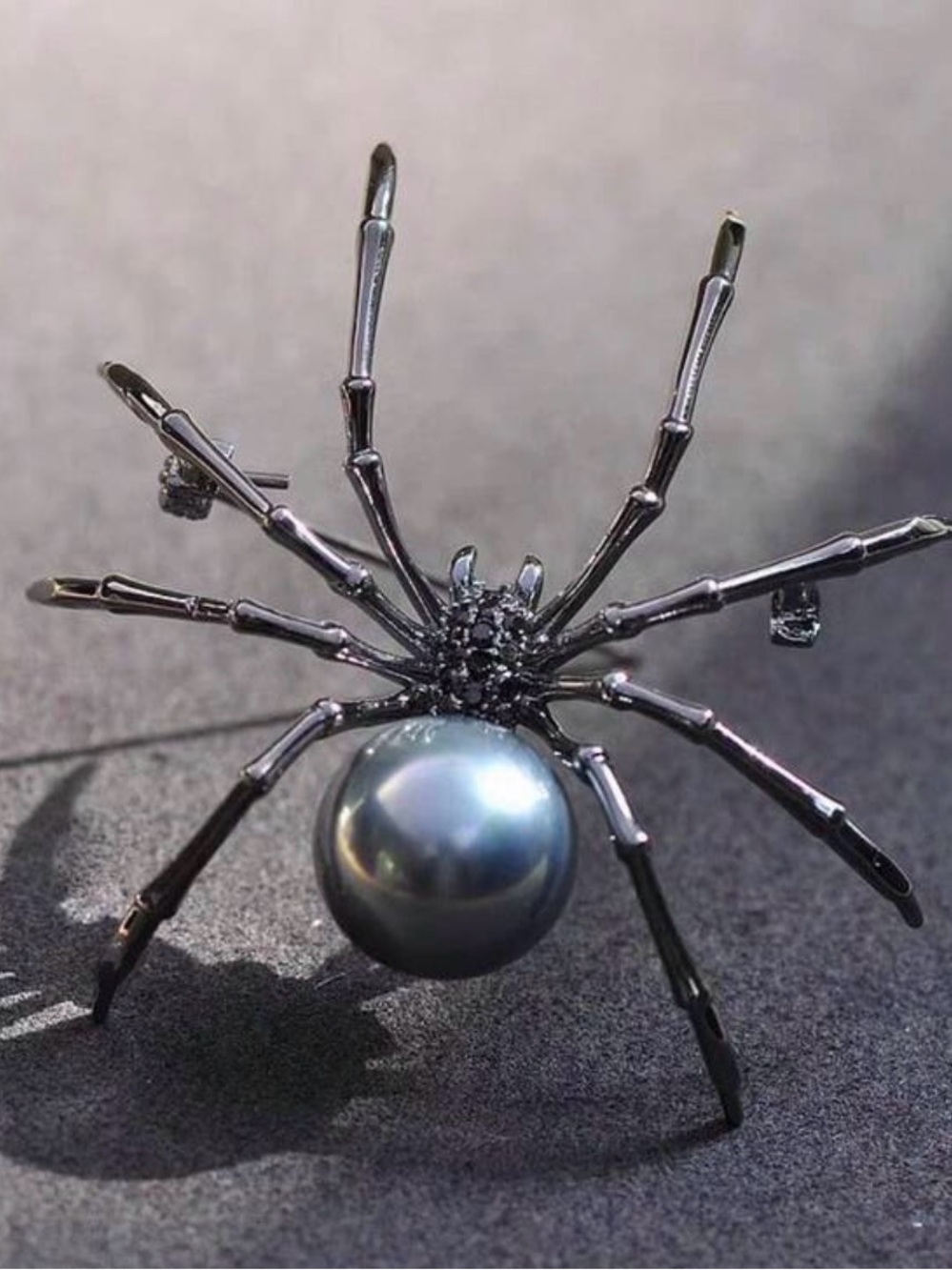 Black Spider Pearl Brooch - Women's Jewelry